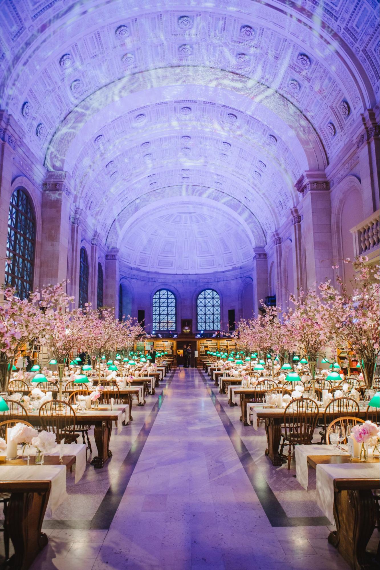 Boston Public Library McKimm Building winter wedding venue with historic architecture and snowy courtyard