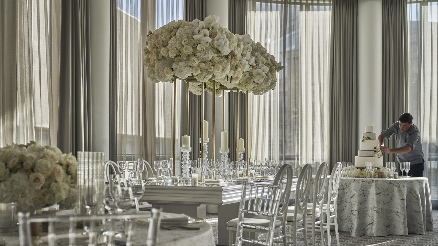 Four Seasons Hotel One Dalton Boston winter wedding venue with skyline views and modern glass ballroom